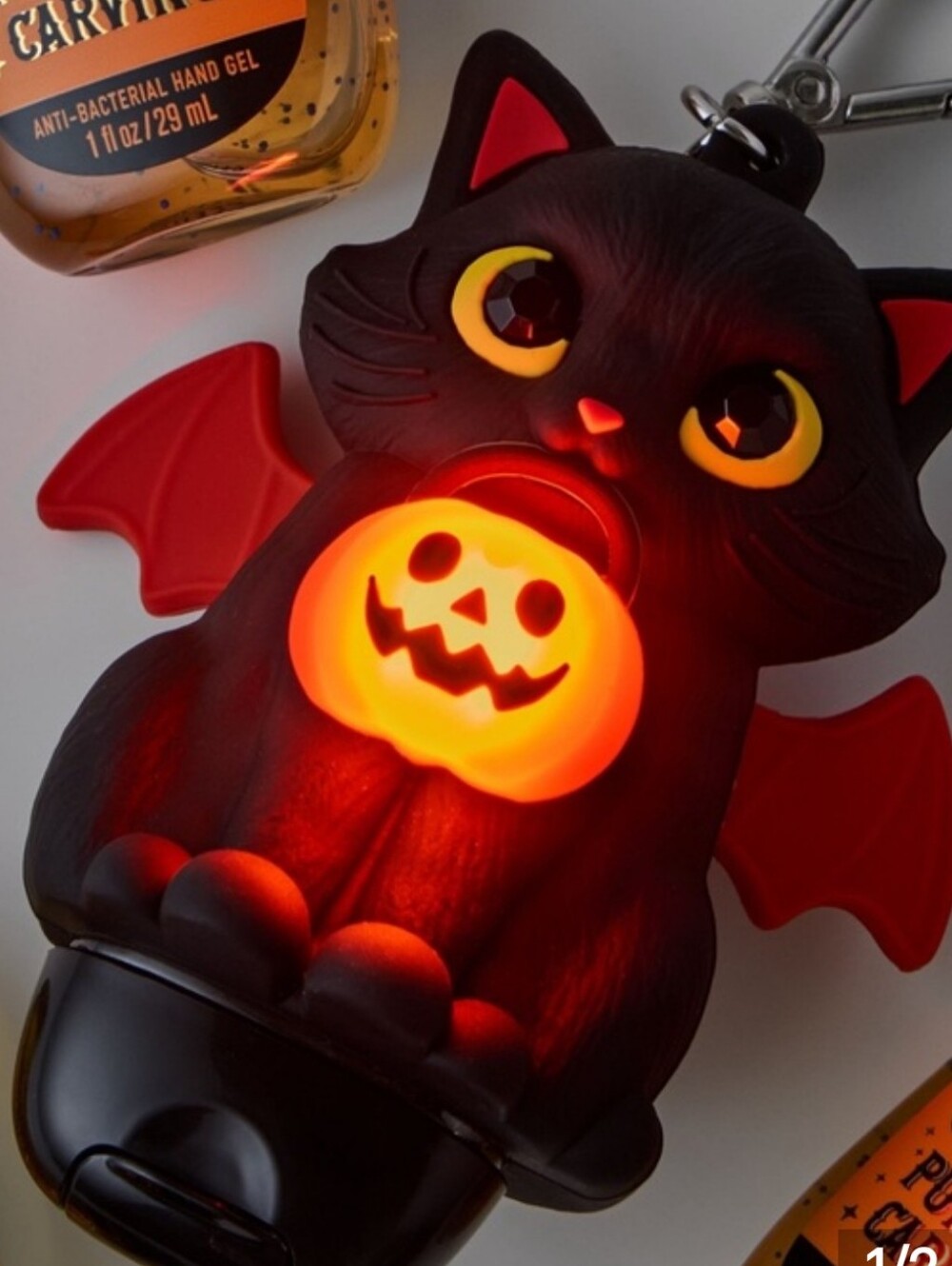 B&BW Black Vampire Kitty Cat Halloween Light Up Pocketbac Holder NEW